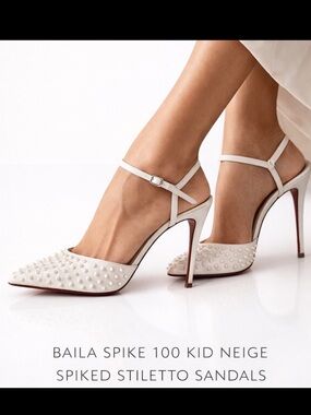 Christian Louboutin Baila Spike 100 Kid Neige size 7 designer stiletto heels
